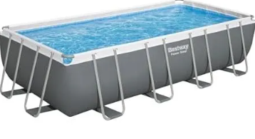 Bestway Power Steel 18′ x 9′ x 48″ Rectangular Metal Frame Above Ground Outdoor Swimming Pool Set with 1,500 GPH Filter Pump, Ladder, and Pool Cover