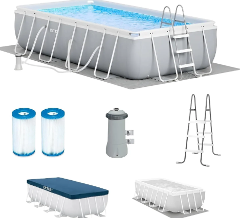 Intex Prism Frame 16′ x 8′ x 42′ Rectangular Above Ground Pool Set